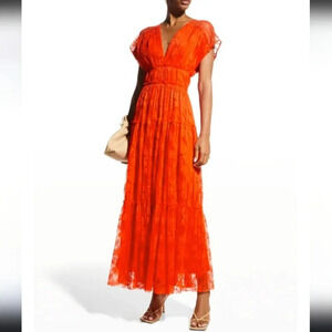 Lela Rose Designer Vibrant Chantilly Lace Midi/Maxi Dress sz 8